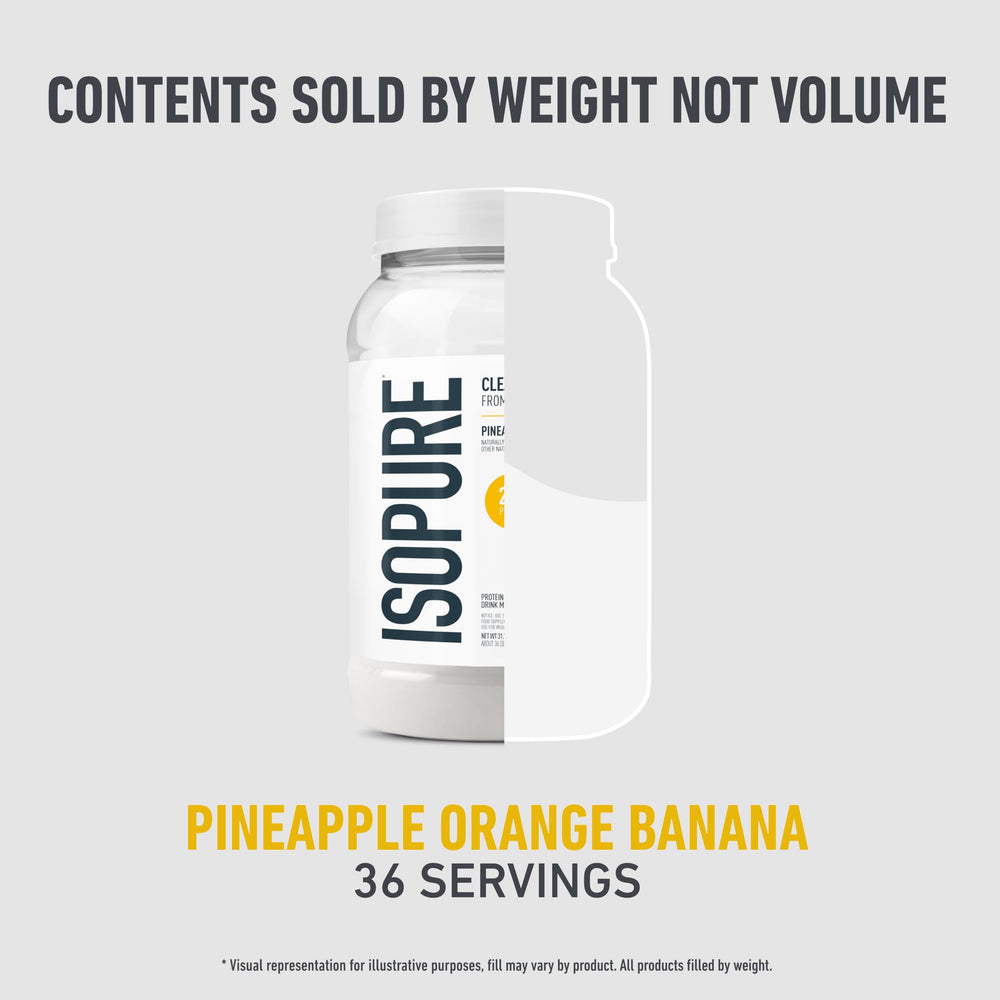 Isopure Clear Whey glass with finished drink, quick-dissolve in water.