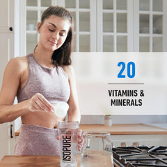 Isopure lactose-free and gluten-free formula label supports sensitive diets.