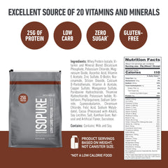 Isopure low-carb whey isolate with zero sugar for keto-friendly shakes.