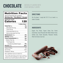 Isopure Plant-Based Protein Powder Chocolate nutrition label close-up