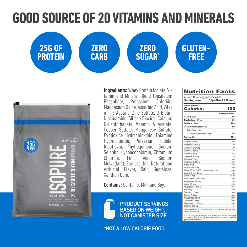 Isopure scoop measuring powder for easy daily protein portions.