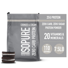 Isopure shake being prepared with Cookies & Cream powder.