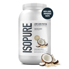 Isopure Toasted Coconut powder scoop for a quick protein shake.