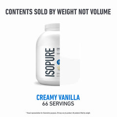 Isopure vanilla flavor powder swirled with ingredients for smoothies.