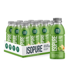 Isopure Apple Melon Clear Protein bottle front view for on-the-go fueling.