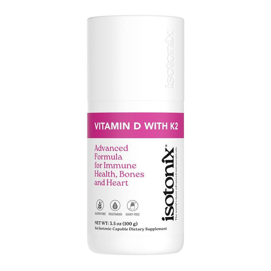 Isotonix Vitamin D with K2 bottle shows a clean powder formula for daily calcium support.
