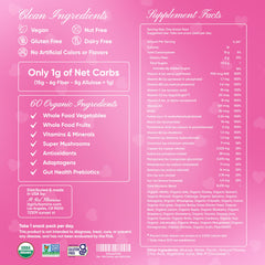 It Girl Vitamins organic ingredients with 60+ superfoods for balanced nutrition.