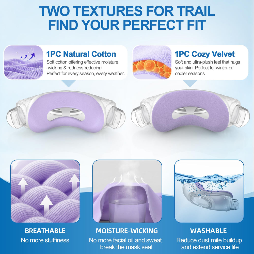 ItAll fabric-wrapped frame adapts to facial contours for a secure seal.