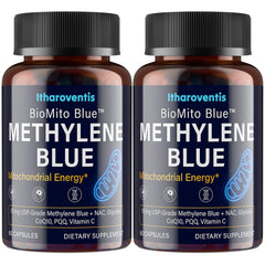 Itharoventis Methylene Blue capsules in bottle for steady daily focus