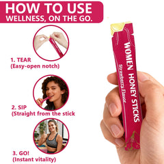 Itiban Shilajit Honey Sticks morning ritual scene—start your day with strawberry flavor.