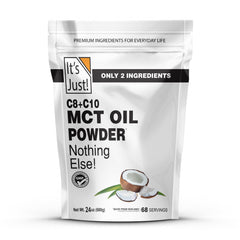 It's Just! MCT Oil Powder bottle with keto energy boost for active mornings.
