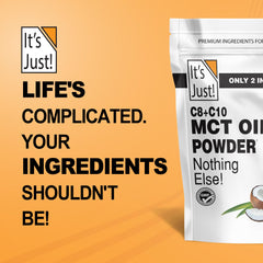 It's Just! MCT Oil Powder powder being dispensed for use.