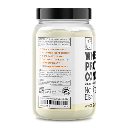 Its Just! vanilla powder scoop conveys versatile protein for shakes and recipes.