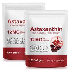 ITSDAWN Astaxanthin 12mg bottle label highlighting antioxidant benefits.