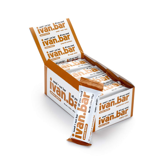 ivanbar protein packed energy bar packaging highlights vegan nutrition for on-the-go energy