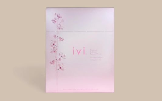 IVI Premium Collagen powder tub ready for daily skin and joint support.