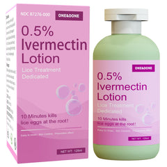 ivormetn bottle showing lice treatment lotion for easy at-home use