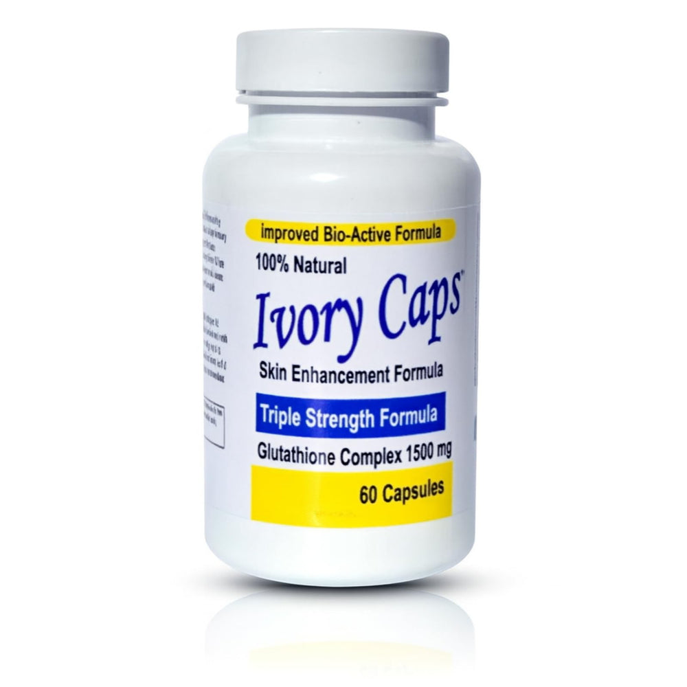 Ivory Caps Glutathione 1500mg bottle, premium capsules for daily wellness support.
