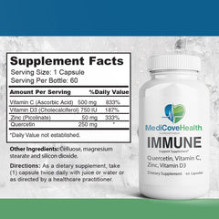 Ivory Caps Immune Support zinc bottle for mineral balance.
