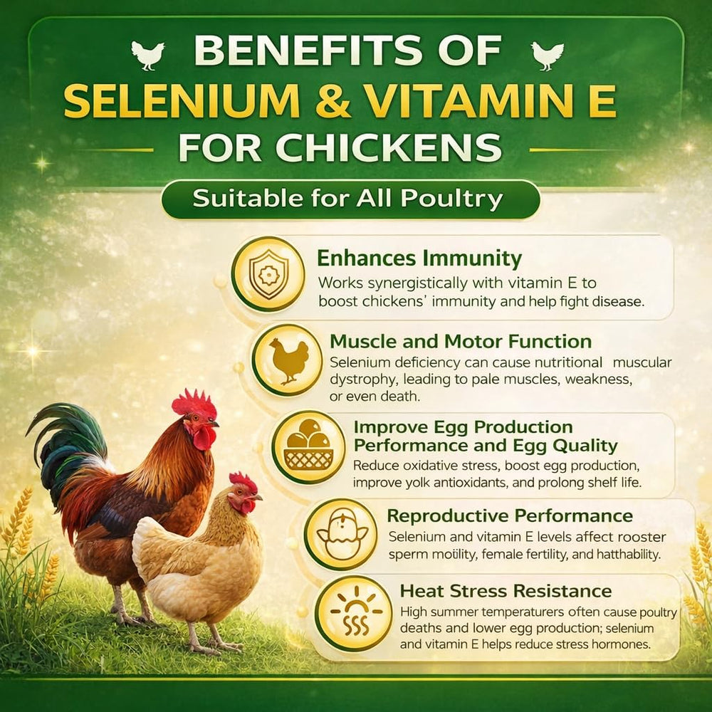 IVULTRA selenium and vitamin E powder being mixed into poultry feed for growth.