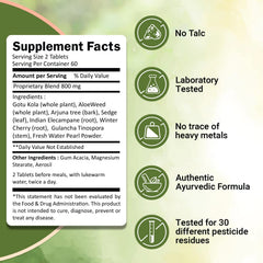 Label closeup of Ivy's Mukta Vati, highlighting quality Ayurvedic ingredients.