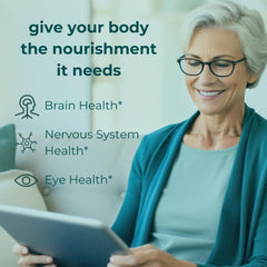 Iwi DHA Omega-3 softgels being poured for easy daily dosing.