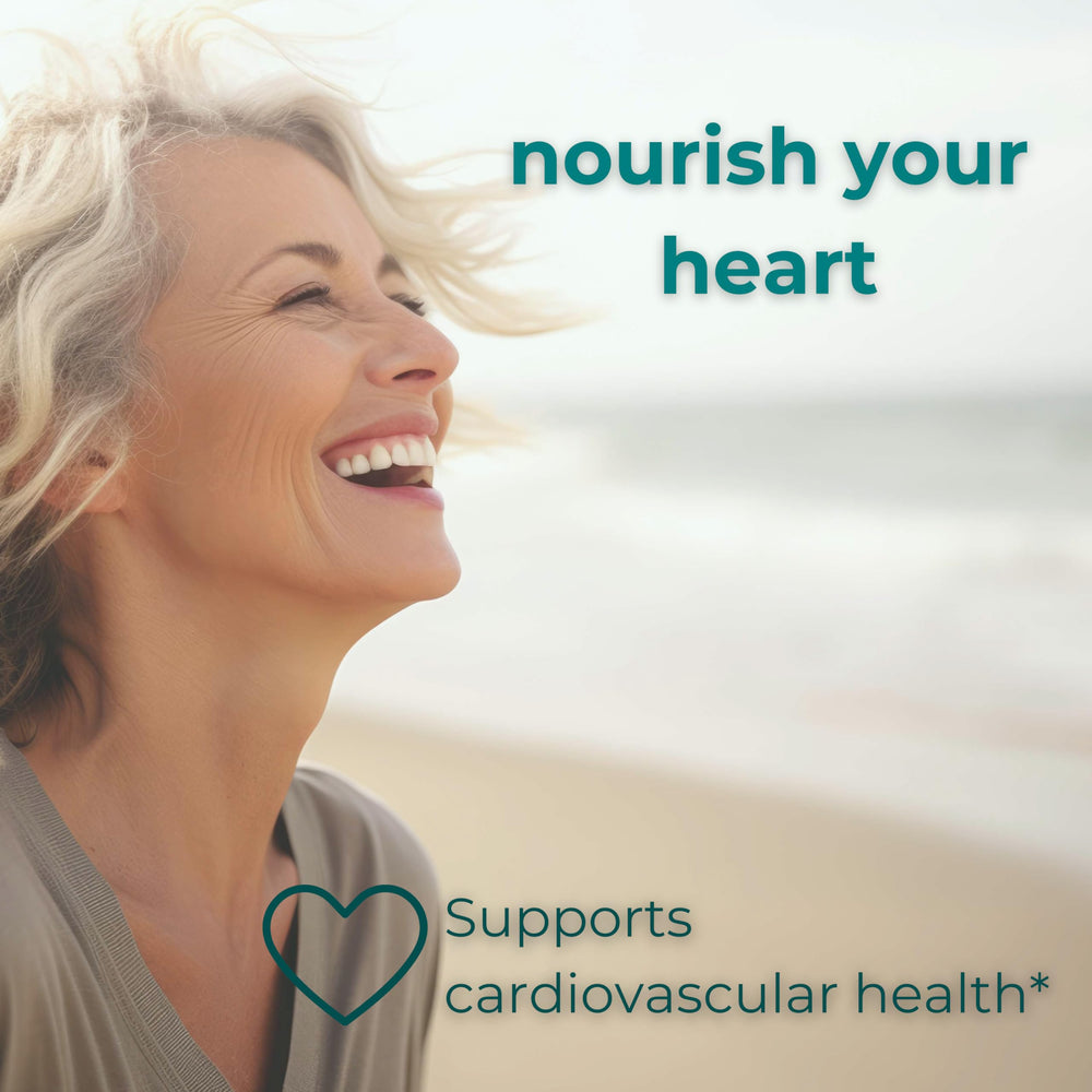 Iwi Life Heart Omega-3 softgels back view with dosage information.
