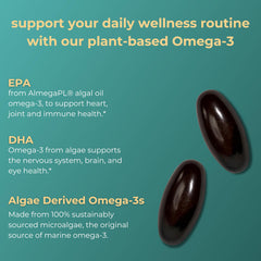Iwi Omega-3 Mini Softgels nutrition panel back with daily serving and clean ingredients.