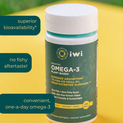 Iwi Omega-3 Essential bottle pour shows no fishy aftertaste during daily intake
