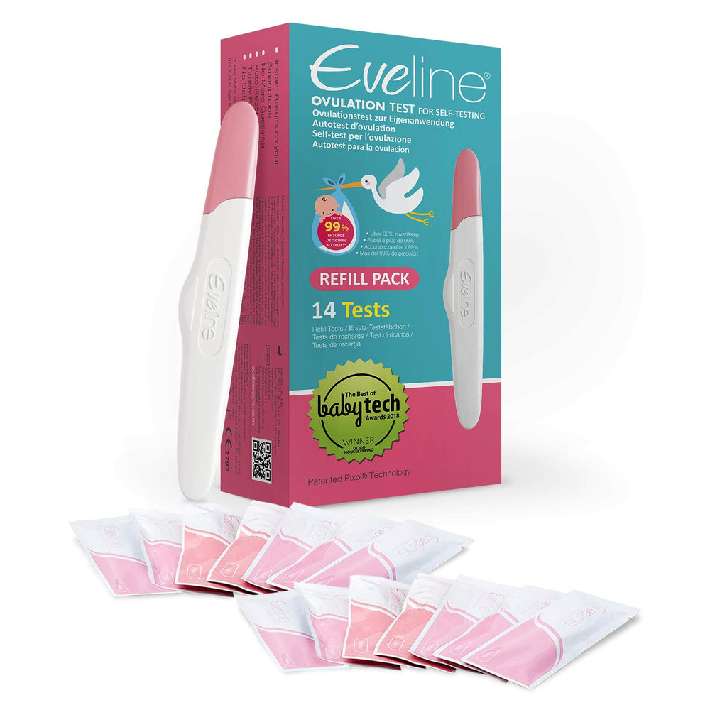 IXENSOR Eveline refill pack with 14 strips for at-home ovulation tracking.