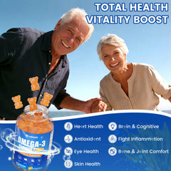 Jabsah vegan omega-3 gummies closeup with vibrant orange color