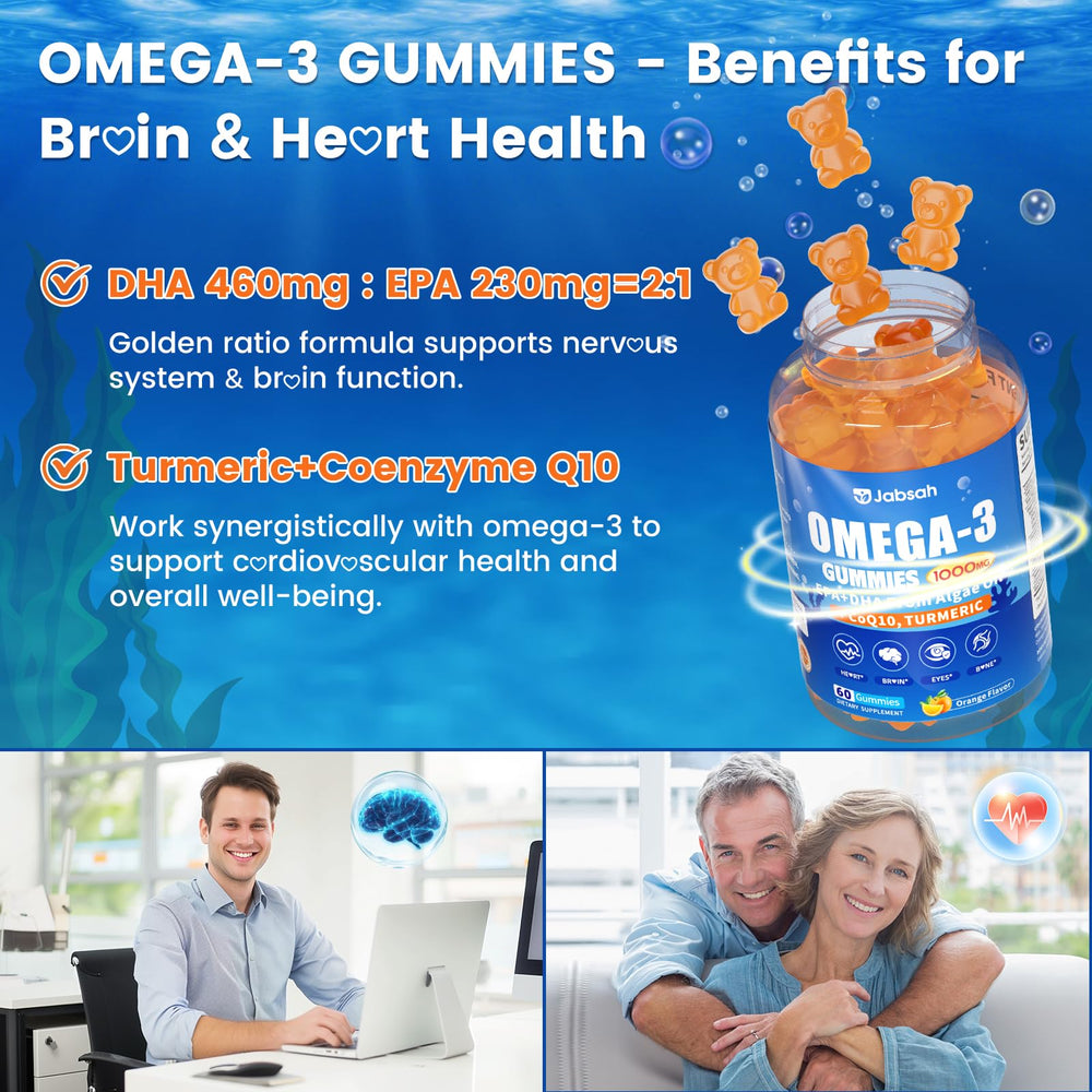 Jabsah omega-3 gummies daily-dose shot with algae oil overview