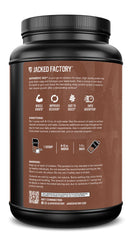 Jacked Factory Authentic ISO Whey Chocolate tub front features bold branding