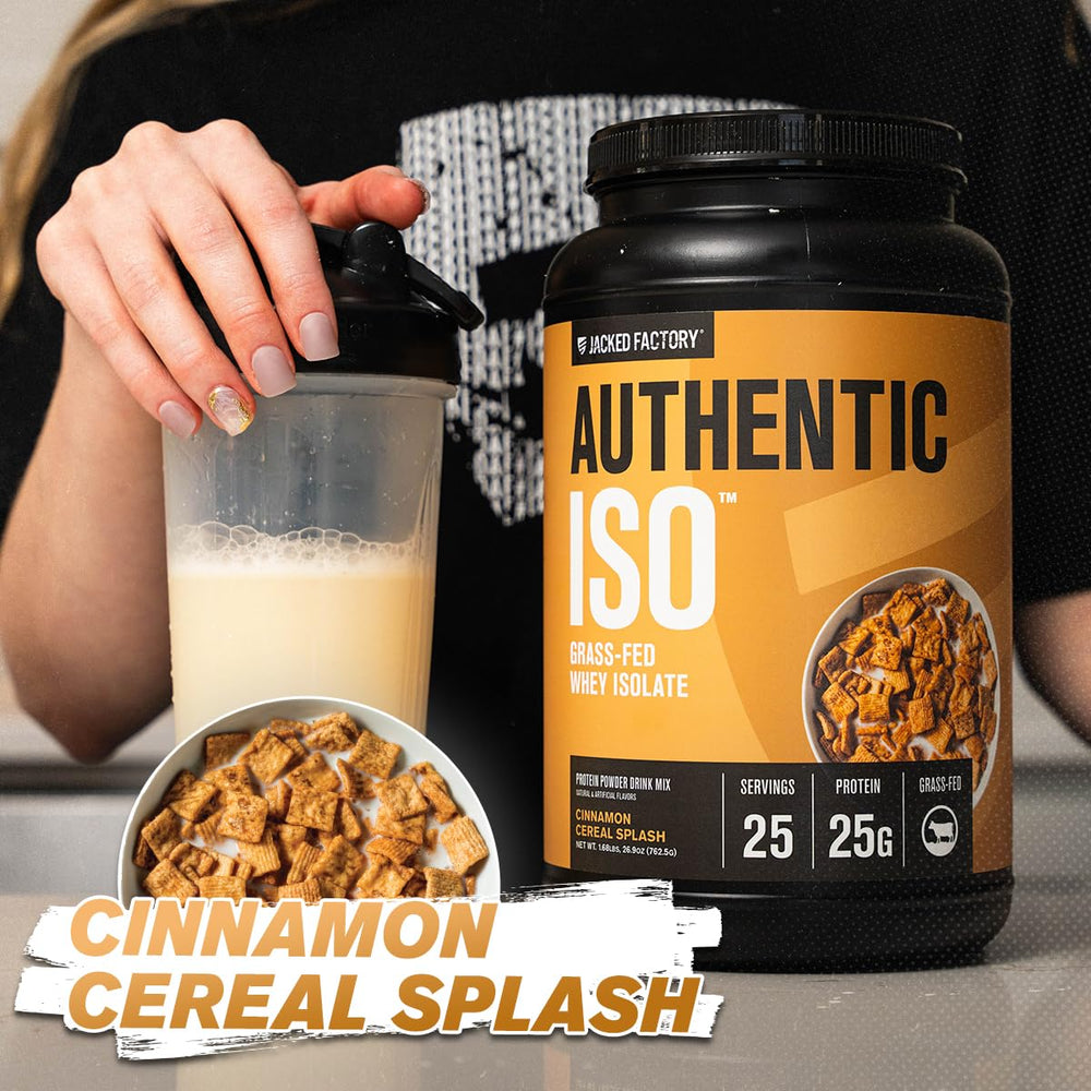 Jacked Factory Authentic ISO whey powder dissolving in liquid demonstrates rapid absorption.