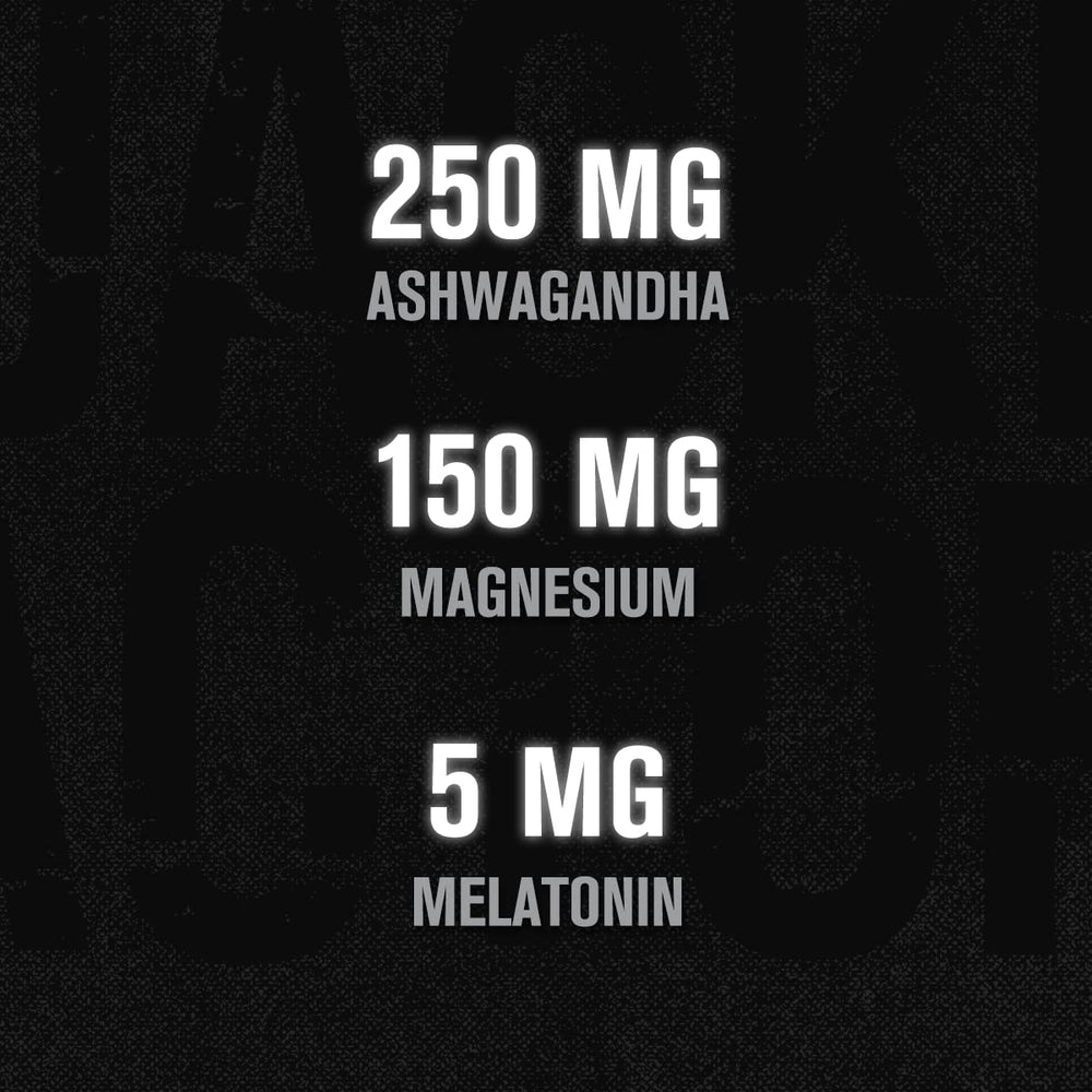Jacked Factory Build PM ashwagandha ingredients image suggests calm recovery after workouts.