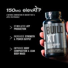 Front label of Build-XT shows Peak02 and ElevATP ingredients.