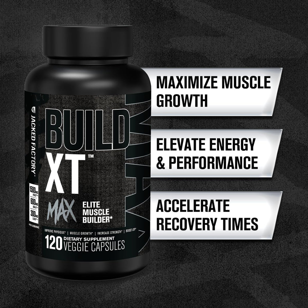 Jacked Factory Build-XT Max bottle back detailing dosage and ingredients