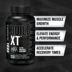 Jacked Factory Build-XT Max bottle back detailing dosage and ingredients