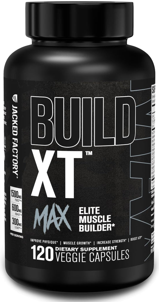 Jacked Factory Build-XT Max bottle front showing clean label and key ingredients