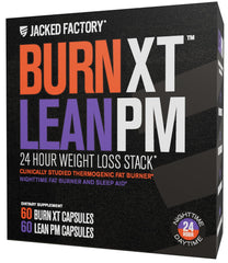 Jacked Factory Burn-XT bottle with capsules for daytime energy and fat burning.