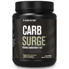 Jacked Factory Carb Surge bottle being poured for quick intra-workout energy