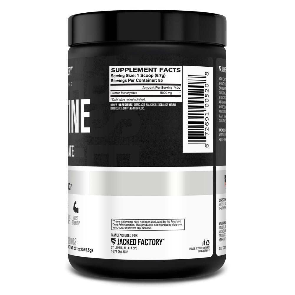 Jacked Factory Creatine Monohydrate Peach Mango ready to sip.