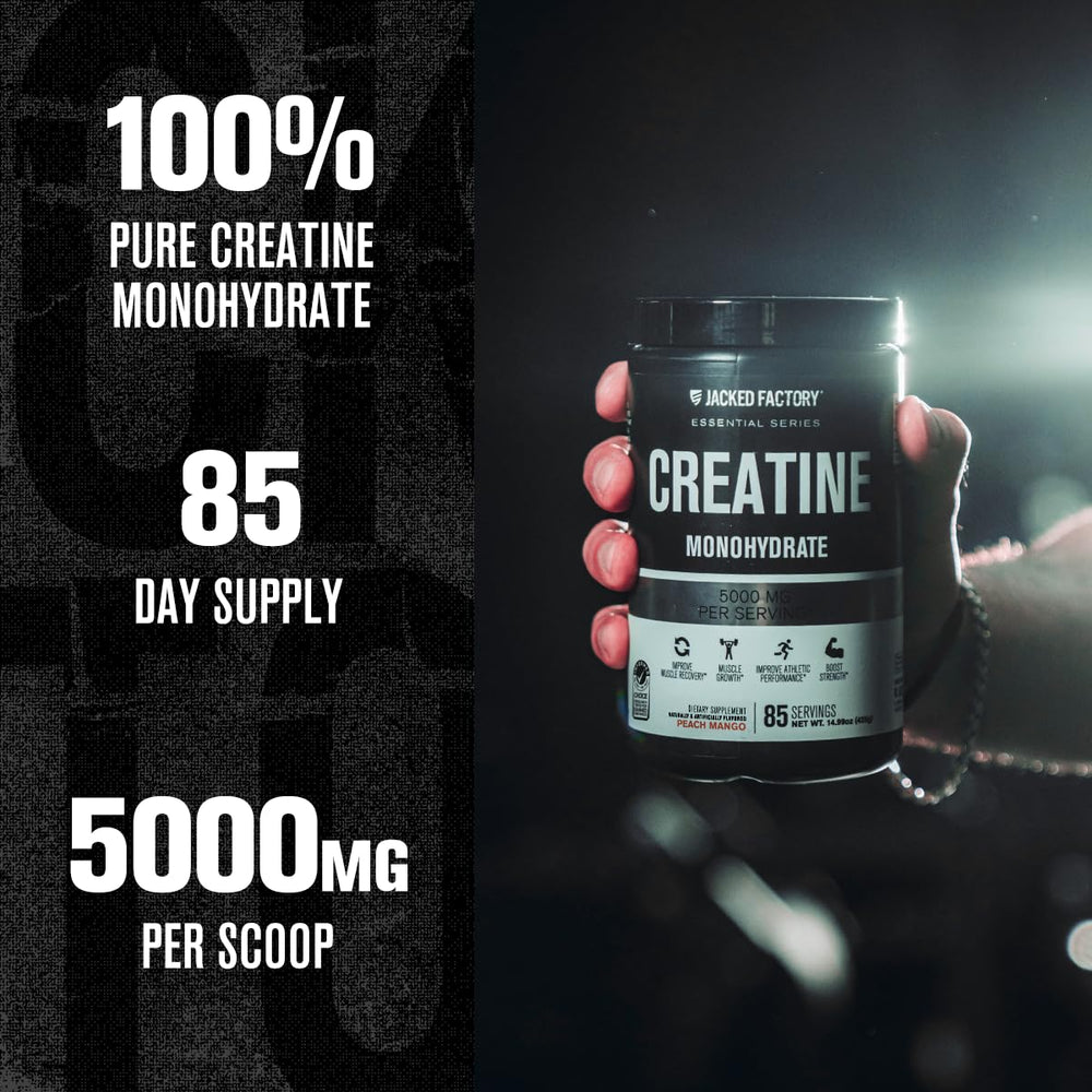 Jacked Factory Creatine Monohydrate powder dissolves easily in water for convenience.