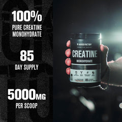 Jacked Factory Creatine Monohydrate powder dissolves easily in water for convenience.