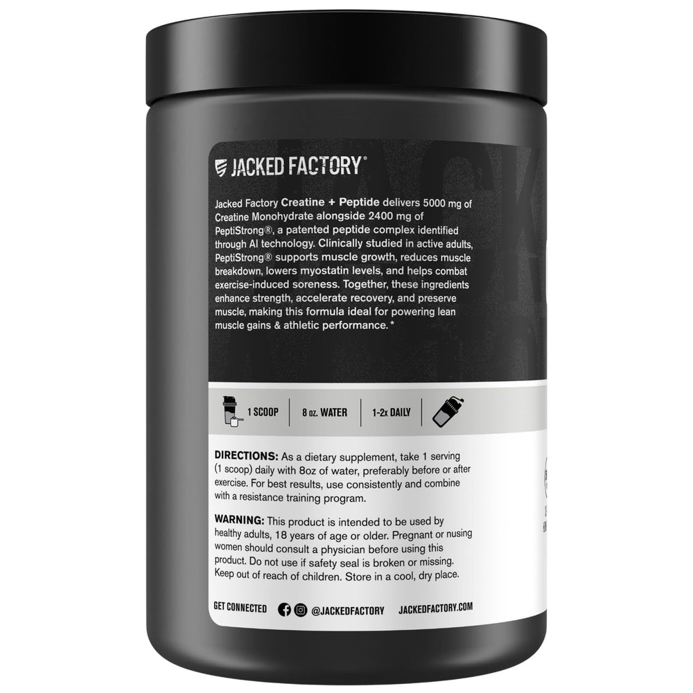 Supplement stack idea featuring Jacked Factory Creatine + Peptides with other gear
