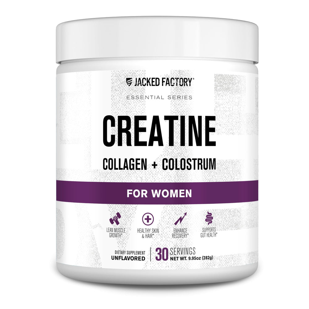 Jacked Factory Creatine Women bottle on counter for daily workouts.