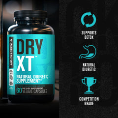 Close-up of dandelion root on Dry-XT packaging for natural support