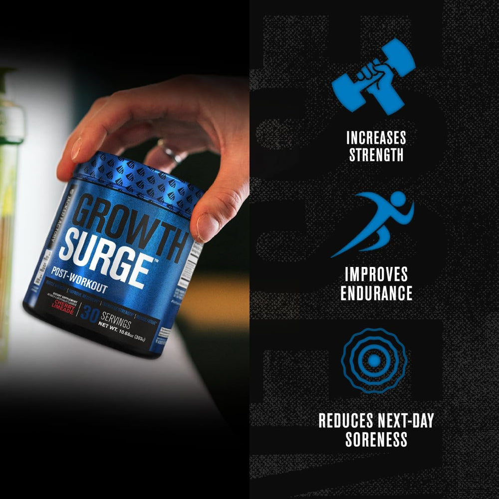 Jacked Factory Growth Surge blue raspberry flavor suggests refreshing post-workout taste