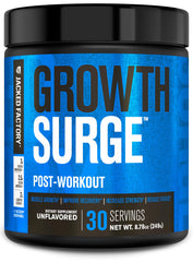 Jacked Factory Growth Surge bottle shown, supporting post-workout recovery and lean muscle growth.