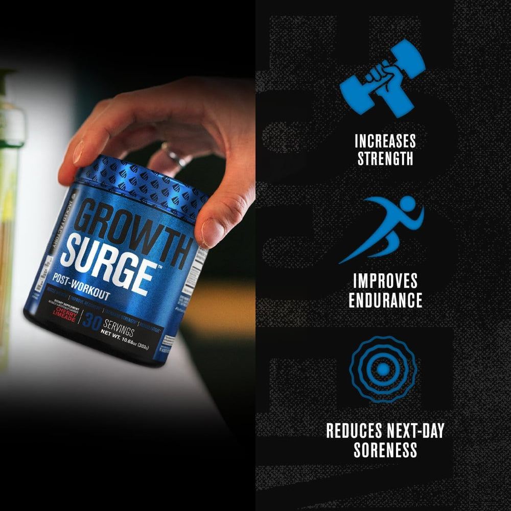 Unflavored Growth Surge powder texture suited for easy mixing into beverages.